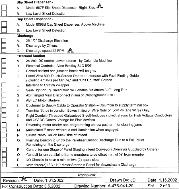 Columbia HL-6000 High Level Case Palletizer - United Food & Beverage