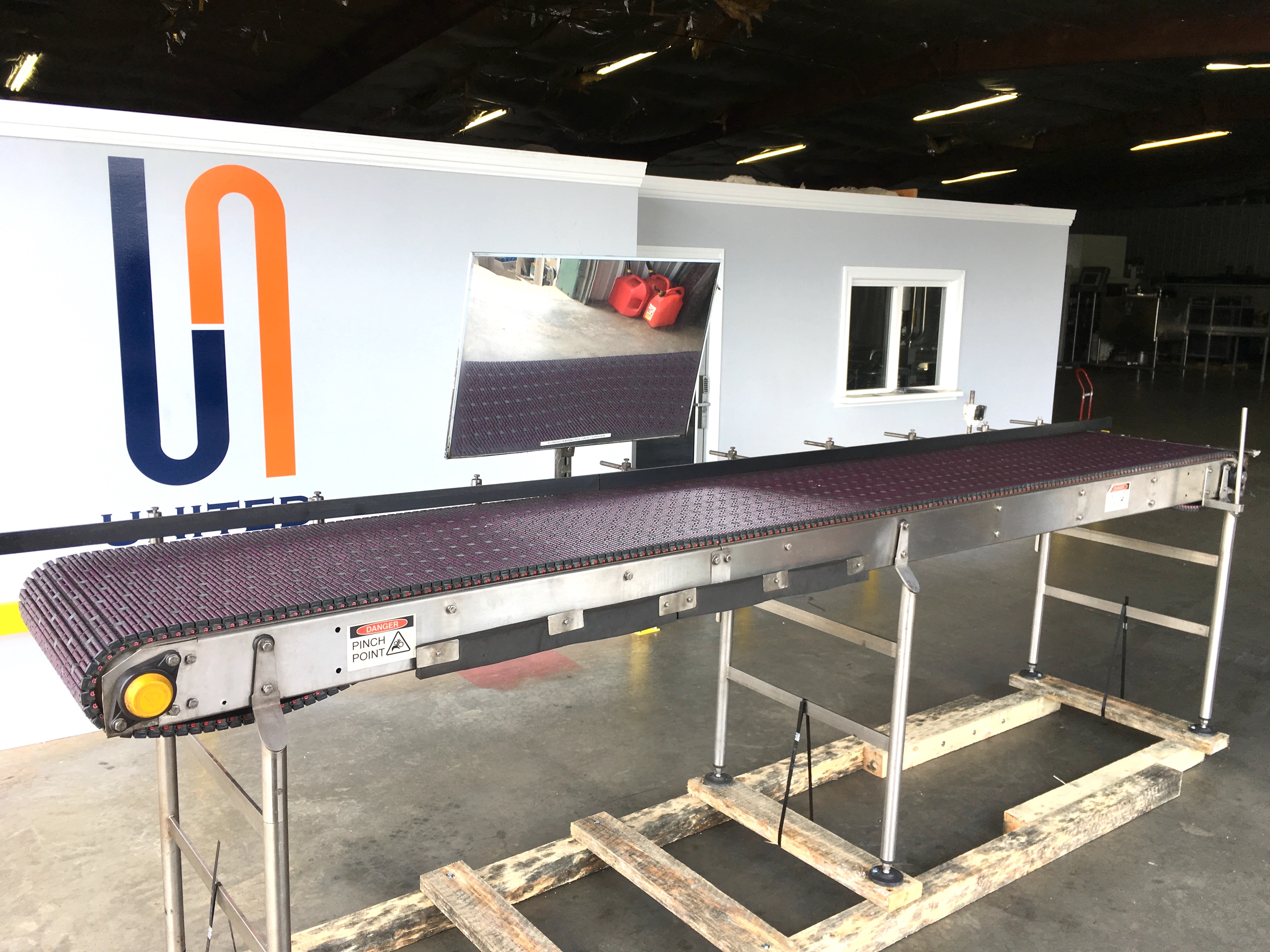 12 Foot Long Beaded Conveyor with Drive for Cases United Food & Beverage