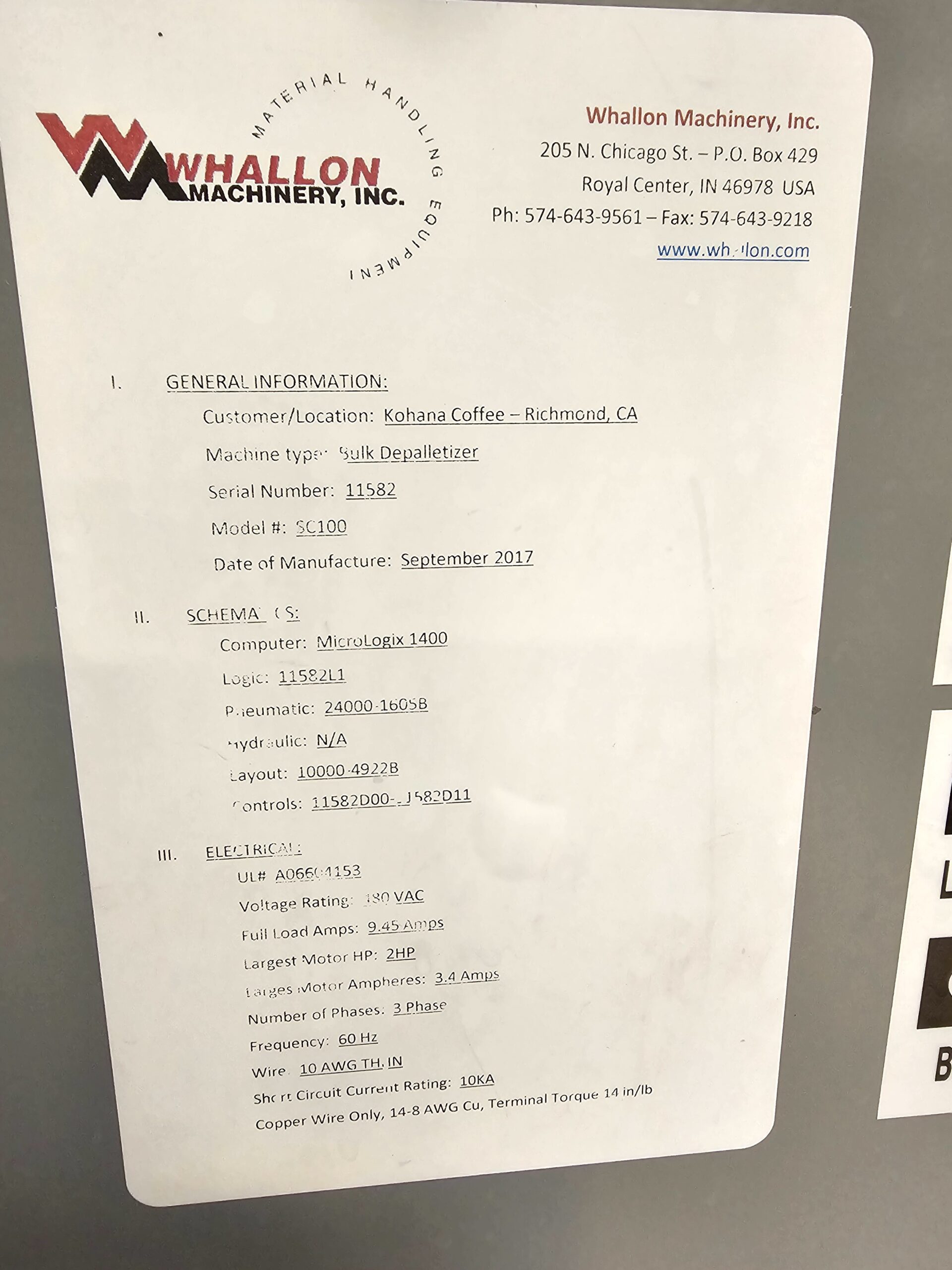 Whallon SC-100 Bulk Depalletizer for Cans - New 2017 - Image 8